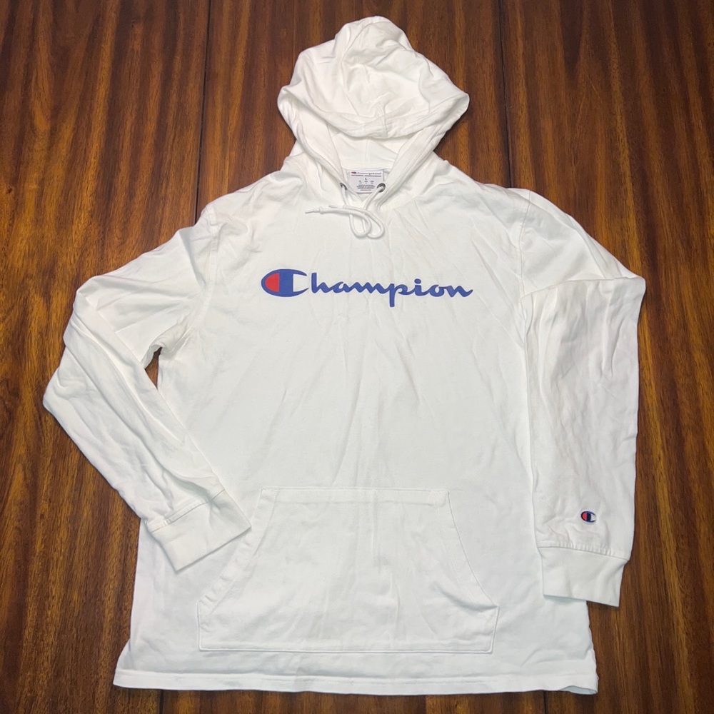 Champion Logo Pullover Hoodie Size L